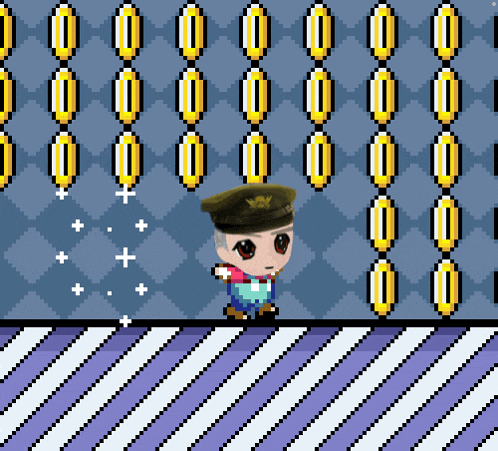a pixel art illustration of a man in a military uniform