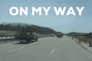 a highway with the words " on my way " on the top