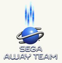 a logo for sega away team with a blue ball