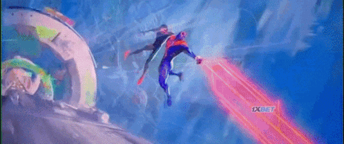a man is flying through the air in a video game while holding a sword .