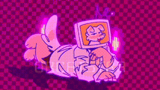 a cartoon of a dog with a tv head and giving a thumbs up .