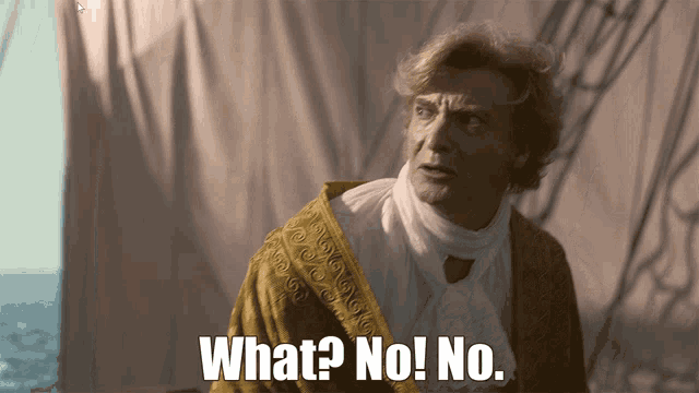 a man with a scarf around his neck says " what no! no "