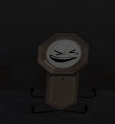 a drawing of a clock with a smiley face
