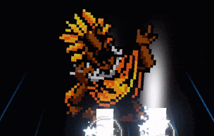 a pixel art of a monster with a flame coming out of its mouth