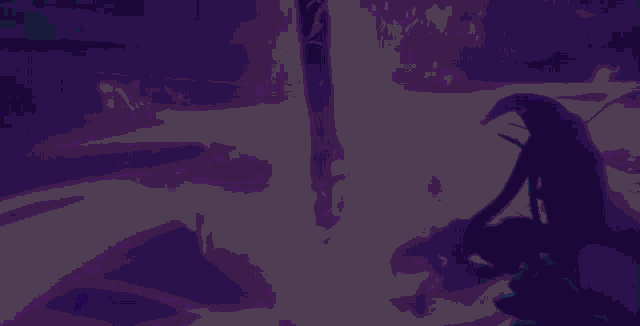 a purple background with a person standing in the middle of it .