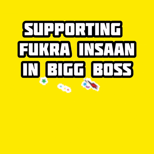 a panda wearing sunglasses stands in front of a yellow background that says supporting fukra insan in bigg boss