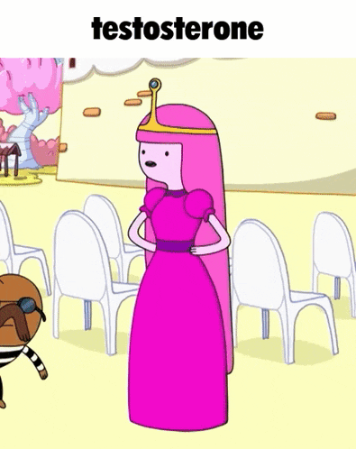 a cartoon of princess bubblegum with the word testosterone below
