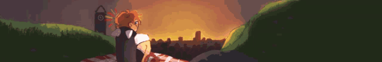 a cartoon of a person looking at a city