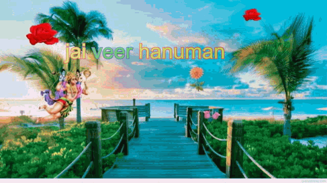 Jai Veer Hanuman Flowers GIF - Jai Veer Hanuman Flowers Sea GIFs