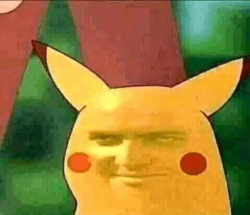 a close up of a cartoon pikachu with a man 's face on it .