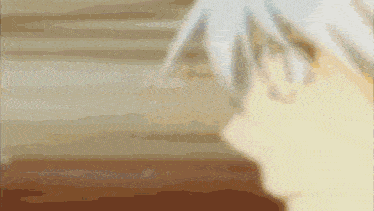 a close up of a person 's head with white hair