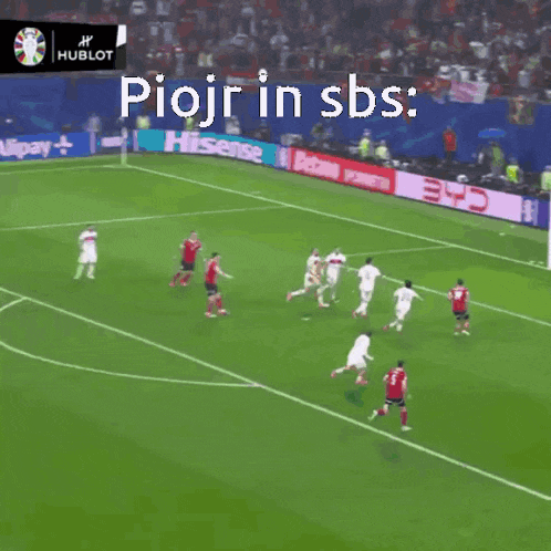 a soccer game with the words piojr in sbs at the bottom