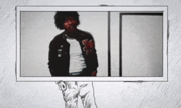 a drawing of a person holding a sign that says ' a ' on it