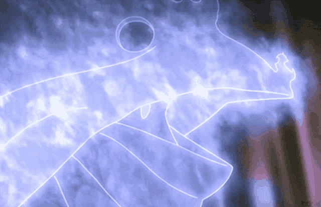 a drawing of a person with a purple light coming out of their chest