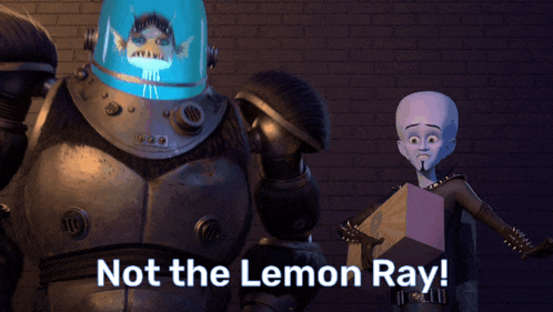 a cartoon character says not the lemon ray while standing next to another character