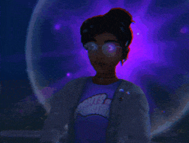 a girl wearing a t-shirt that says ' lights on monstra ' on it