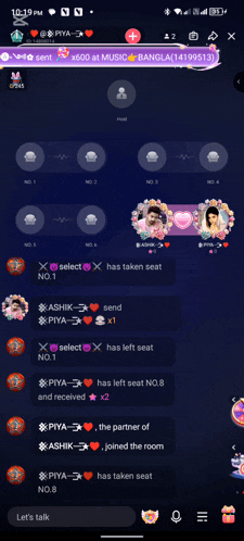 a screenshot of a chat on a cell phone that says " let 's talk " at the top