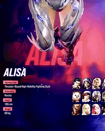 a video game character is called alisa and has a fighting style