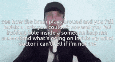 a man in a suit and tie talks about how the brain plays around and you fall inside a hole you couldn 't see