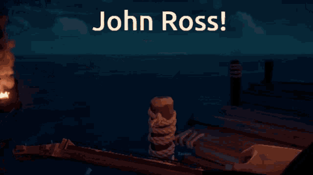 a video game scene with the name john ross on the top