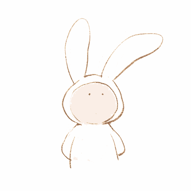 a drawing of a bunny holding a red heart in its hands