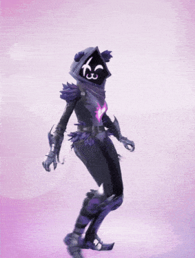 a person in a purple outfit with a face on their chest