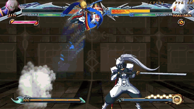 a screenshot of a video game with a character named jin fighting another character