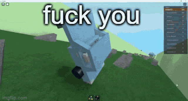 a screenshot of a video game with the words fuck you