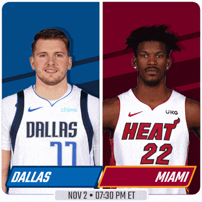two basketball players from dallas and heat are on a poster
