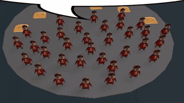 a bunch of alvin and the chipmunks are standing on a circle