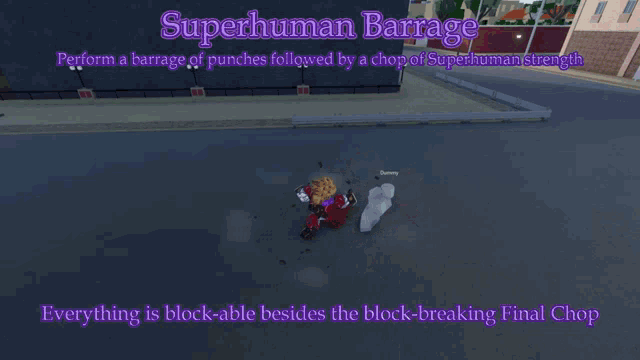 a screenshot of a video game that says superhuman barrage on it