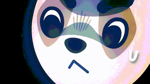 a close up of a sloth 's face with an arrow pointing up