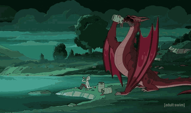 a cartoon of rick from rick and morty drinking wine