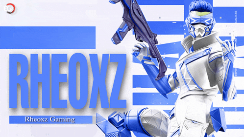 a poster for rheoxz gaming shows a man holding a rifle
