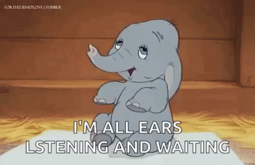 Dumbo Im All Ears GIF - Dumbo Im All Ears Listening And Waiting GIFs
