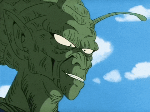 a cartoon drawing of a monster with a blue sky in the background
