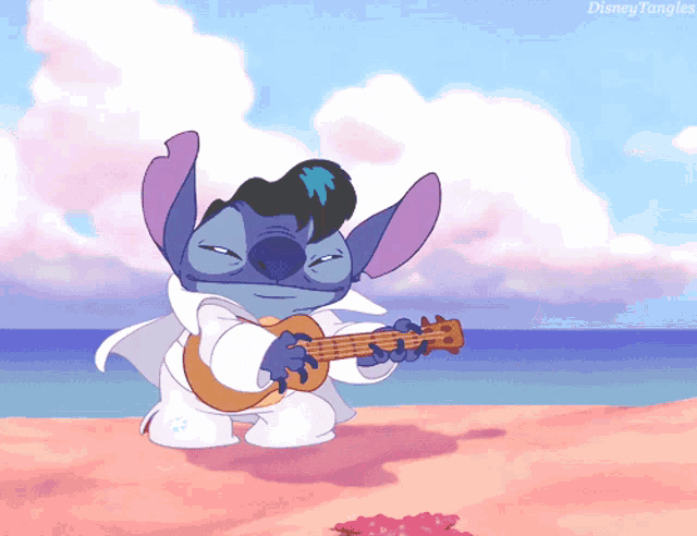 a picture of a cartoon character playing an ukulele with the words disney tangles at the bottom