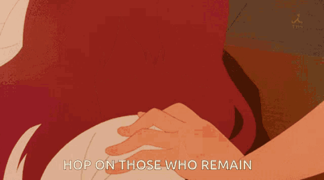 a cartoon with the words hop on those who remain on it