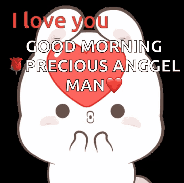 a bunny with a heart on its head says i love you