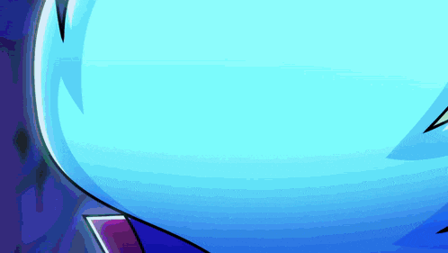 a blue and purple background with a cartoon character