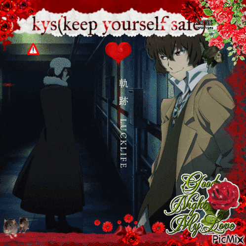 a picture of two anime characters with the words kys keep yourself safe