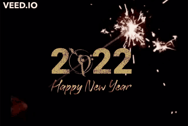 a happy new year greeting card with a sparkler