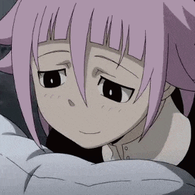 a close up of a person 's face with a pink haired anime character .