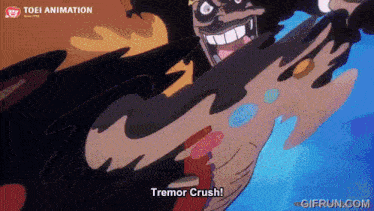 a cartoon character is saying tremor crush in a scene from one piece