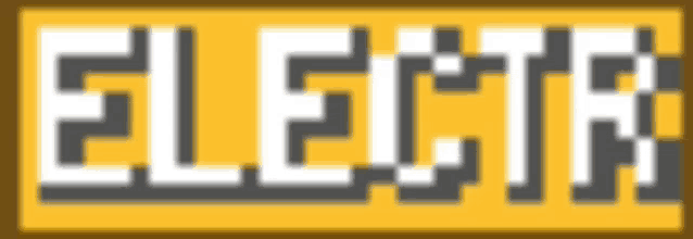 a pixel art of the word electra on a yellow background .