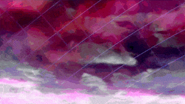 a painting of a cloudy sky with purple lines