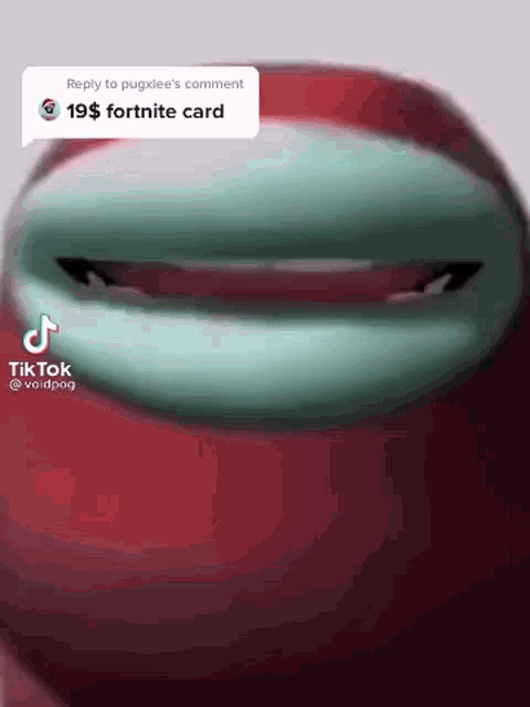a red among us character has a reply to pugxlee 's comment of 19 dollars fortnite card