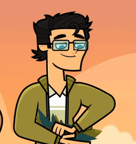 a cartoon man with glasses and a green jacket