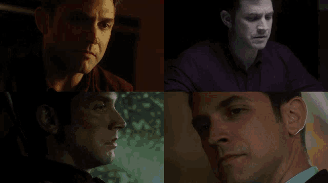 four different images of a man 's face are displayed in a collage