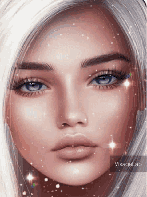 a close up of a woman 's face with a visagellab watermark